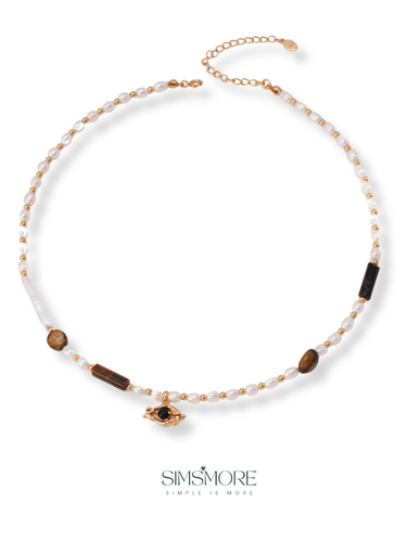 Pearl Tiger Eye Necklace D0458