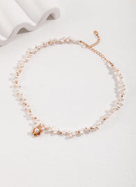 Camellia Vintage Pearl Necklace 0100 — Timeless Elegance with a Touch of Romance