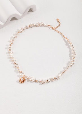 Camellia Vintage Pearl Necklace 0100 — Timeless Elegance with a Touch of Romance