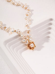 Camellia Vintage Pearl Necklace 0100 — Timeless Elegance with a Touch of Romance