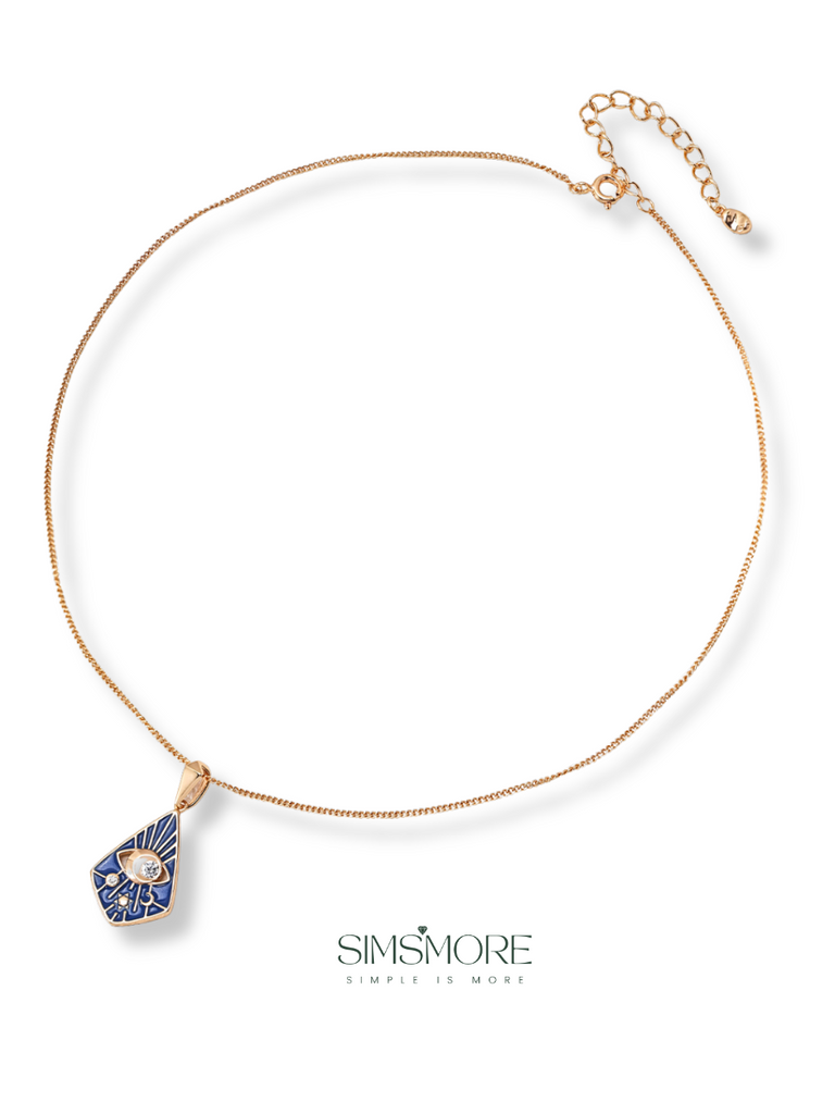 Vintage Blue Glazed Zircon Necklace D0555