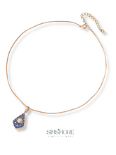 Load image into Gallery viewer, Vintage Blue Glazed Zircon Necklace D0555