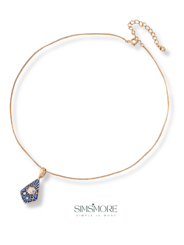 Vintage Blue Glazed Zircon Necklace D0555