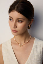 Load image into Gallery viewer, Pink Pearl Necklace with Bow Pendant D0583