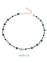Load image into Gallery viewer, Natural Malachite Lapis Lazuli Butterfly Pearl Necklace D0565