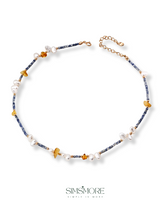 Load image into Gallery viewer, Blue Topaz and Amber Necklace D0626