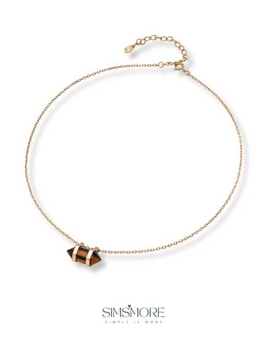 Diamond-shaped Tiger's Eye Pendant Necklace D0579