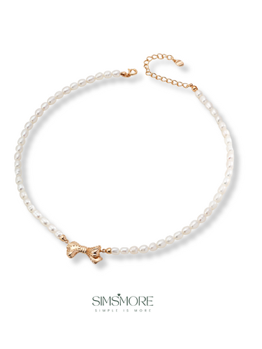 Vintage Natural Pearl Butterfly Necklace D0580