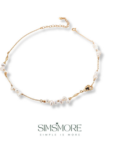 Natural Pearl Black Agate Necklace D0594