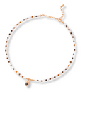 Tiger's Eye Pendant Pearl Necklace D0466