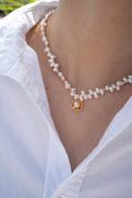 Load image into Gallery viewer, Camellia Vintage Pearl Necklace 0100 — Timeless Elegance with a Touch of Romance