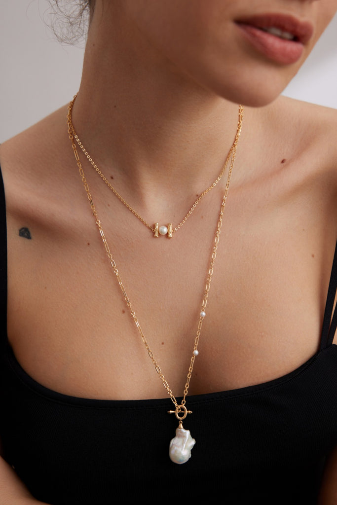 Baroque pearl necklace D0350