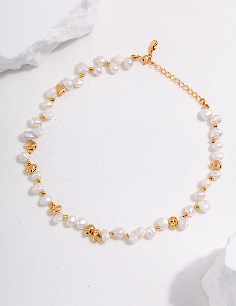 Sterling silver pearl necklace D0292