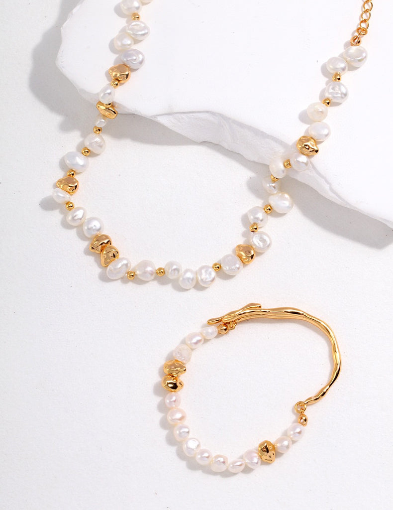 Sterling silver pearl necklace D0292