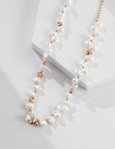 Sterling silver pearl necklace D0292