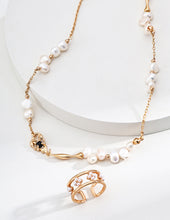 Load image into Gallery viewer, Natural Pearl Black Agate Necklace D0594