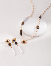 Load image into Gallery viewer, Pearl Tiger Eye Necklace D0458