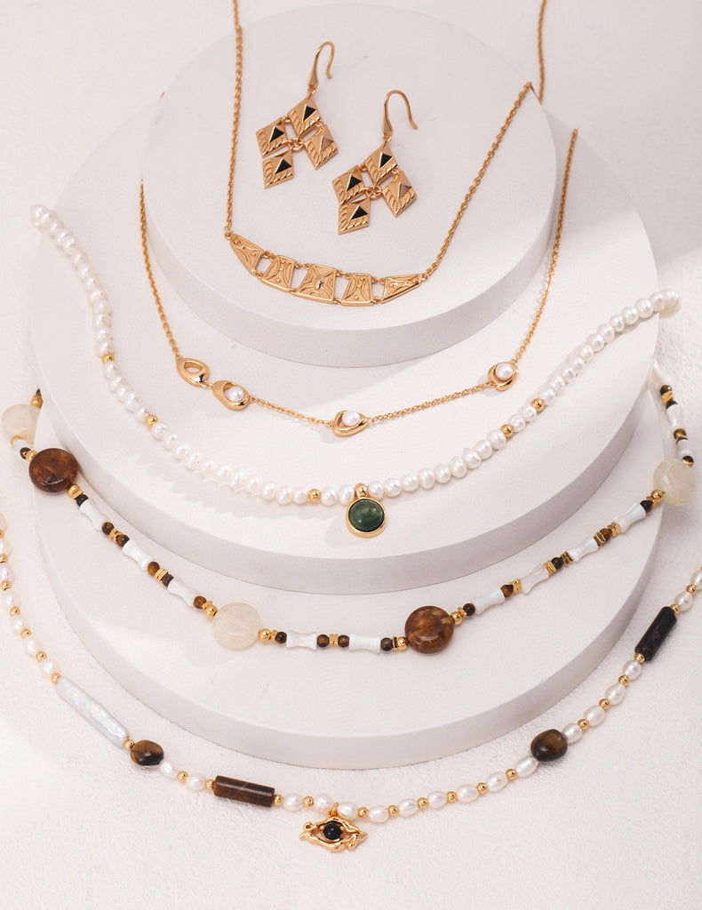 Pearl Tiger Eye Necklace D0458