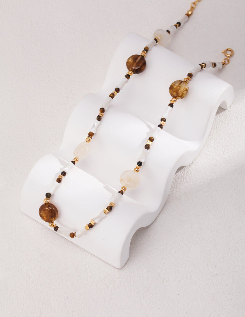 Tiger's Eye Shell Necklace D0471