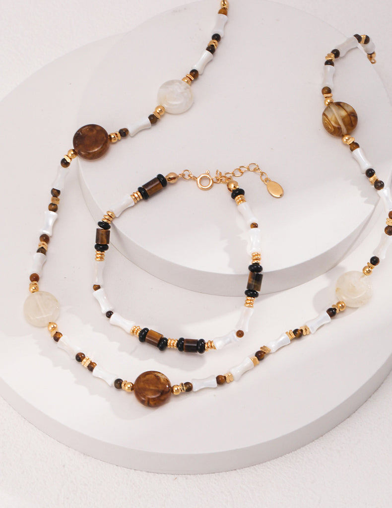 Tiger's Eye Shell Necklace D0471