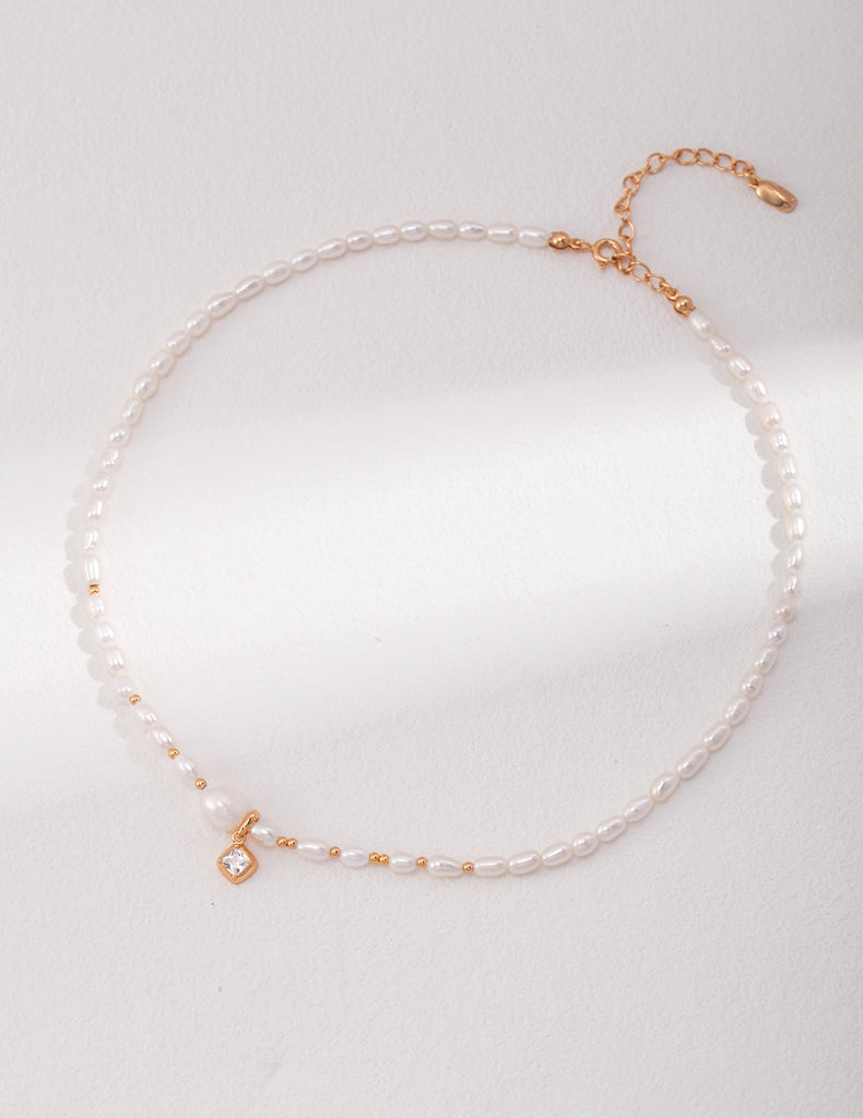 Pearl Zirconia Necklace D0415