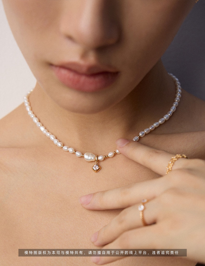 Pearl Zirconia Necklace D0415