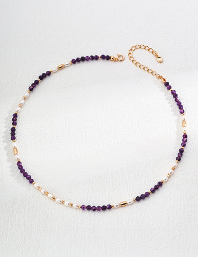 Natural Pearl Amethyst Necklace D0564