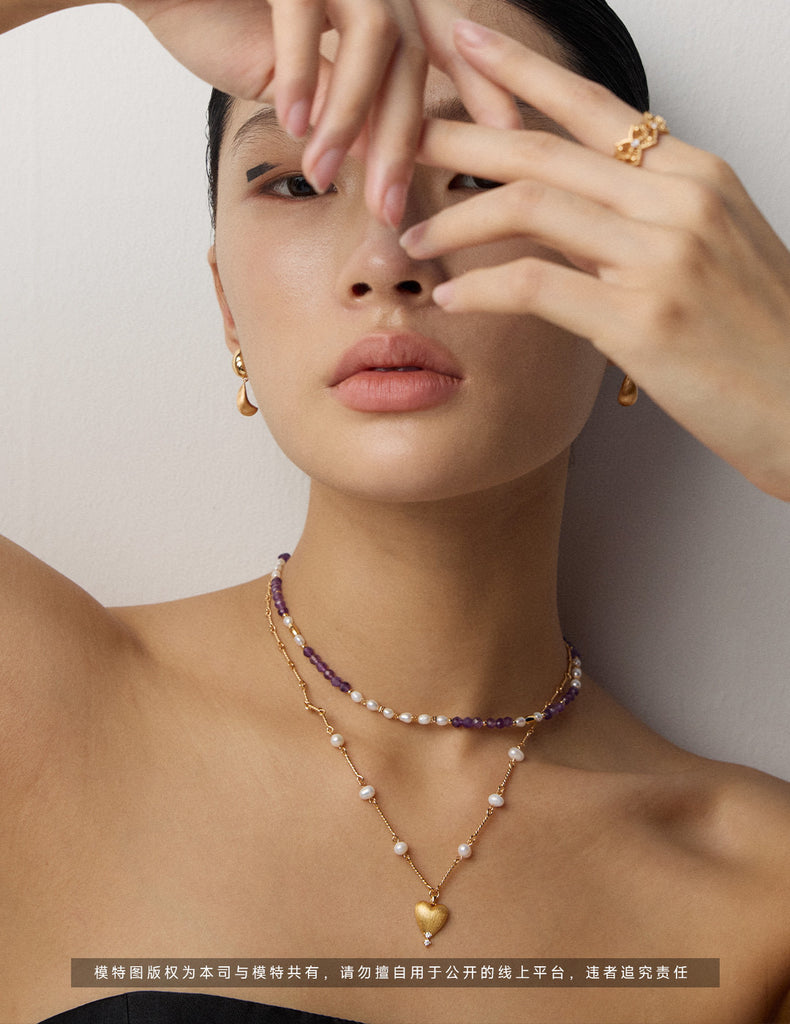 Natural Pearl Amethyst Necklace D0564