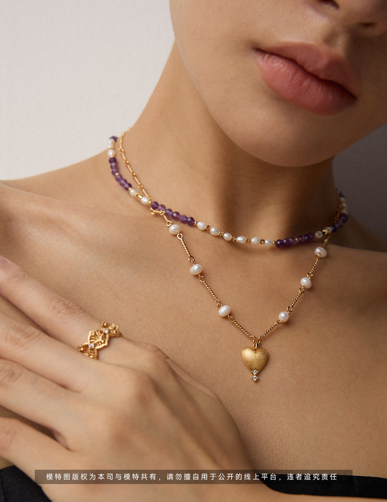 Natural Pearl Amethyst Necklace D0564
