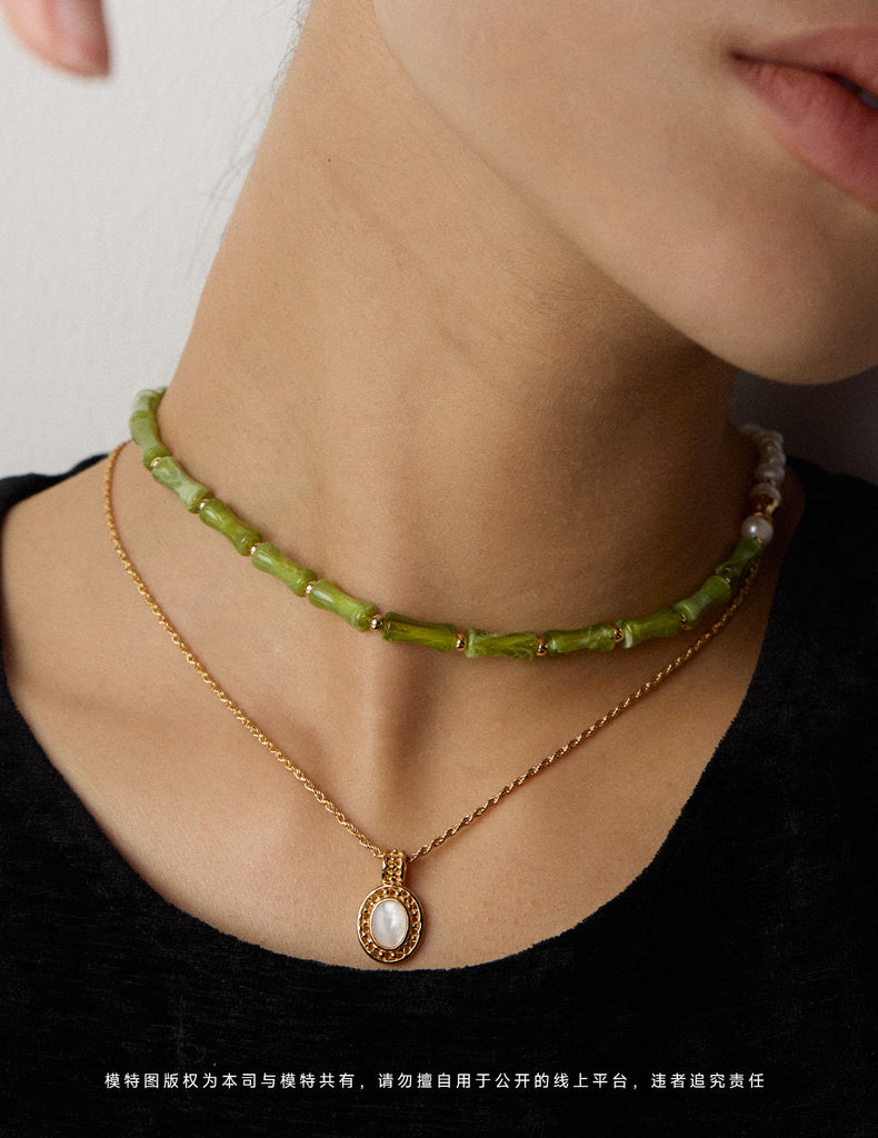 Bamboo Bead Necklace D0533