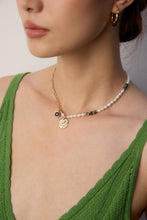 Load image into Gallery viewer, Natural Pearls Water Grass Agate Zirconia Necklace D0605