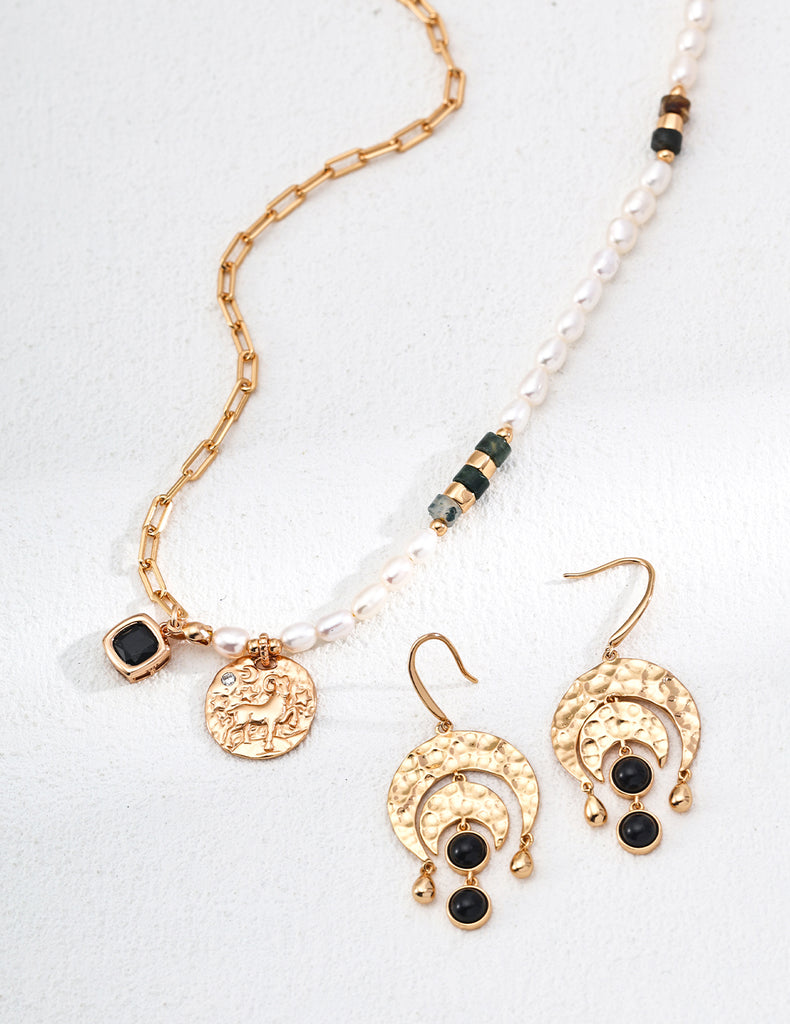 Natural Pearls Water Grass Agate Zirconia Necklace D0605