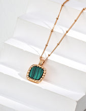 Load image into Gallery viewer, Simple Zirconia Natural Malachite Necklace  D0570