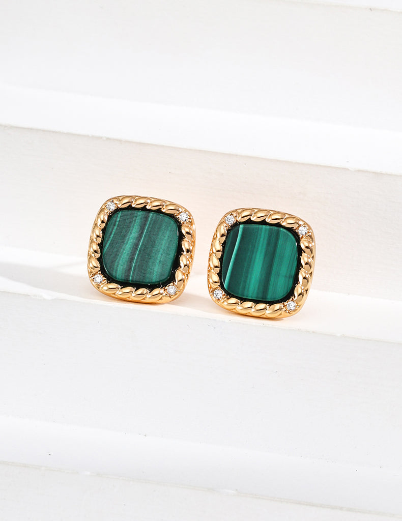 Simple Zirconia Natural Malachite Necklace  D0570