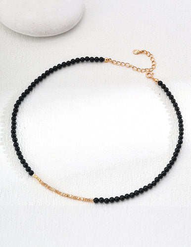 Simple Black Agate Necklace D0552