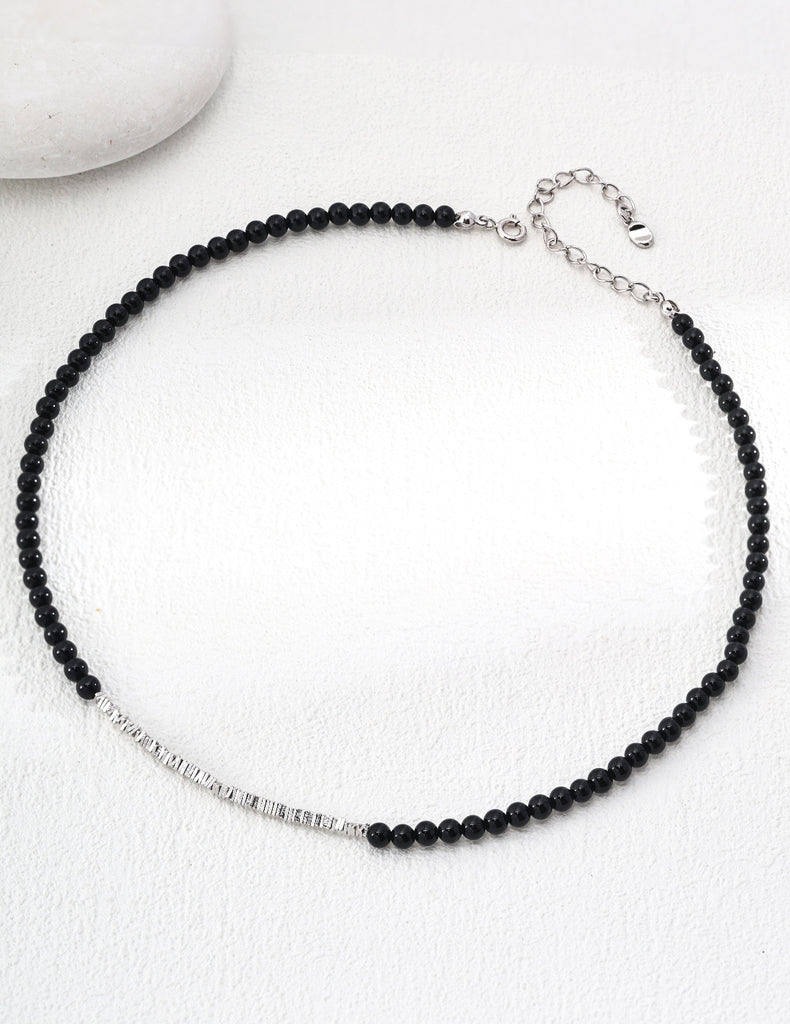 Simple Black Agate Necklace D0552