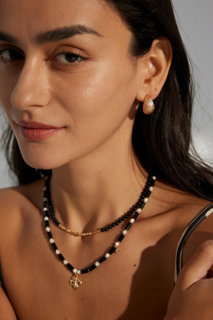 Simple Black Agate Necklace D0552