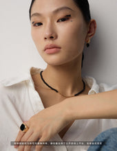 Load image into Gallery viewer, Simple Black Agate Necklace D0552