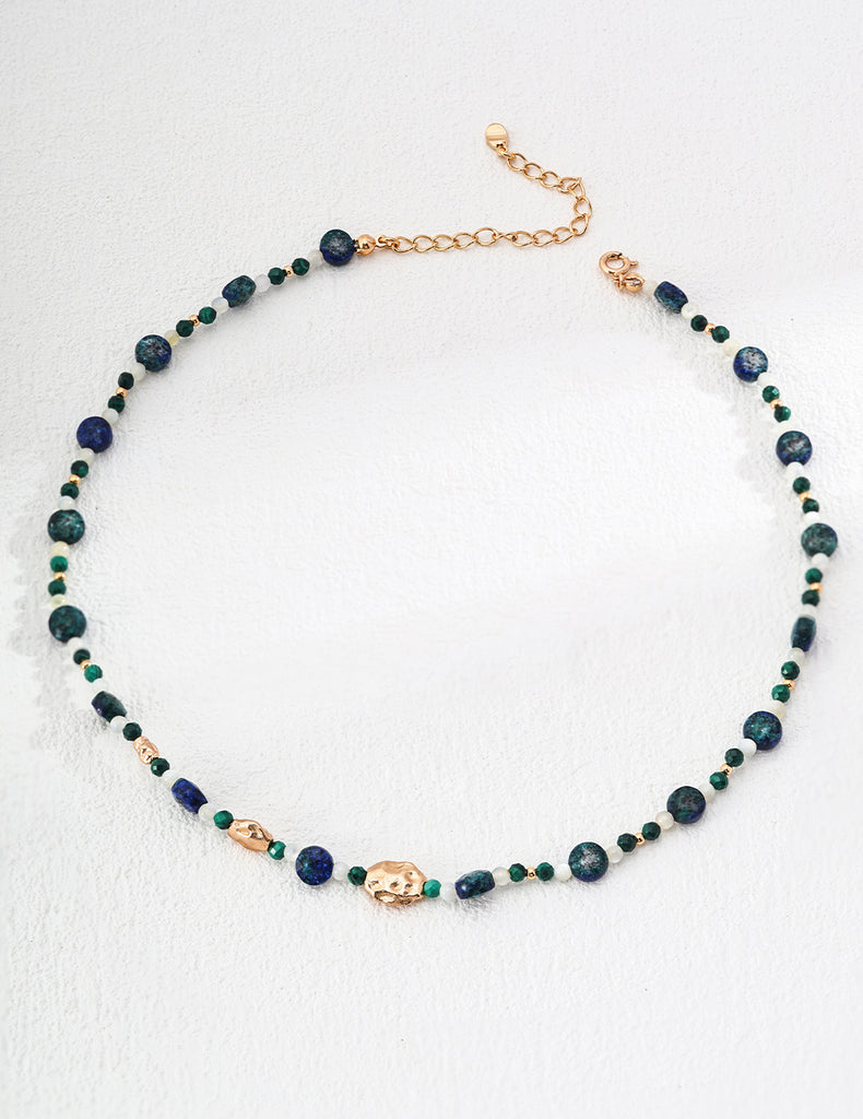 Natural Malachite Lapis Lazuli Butterfly Pearl Necklace D0565
