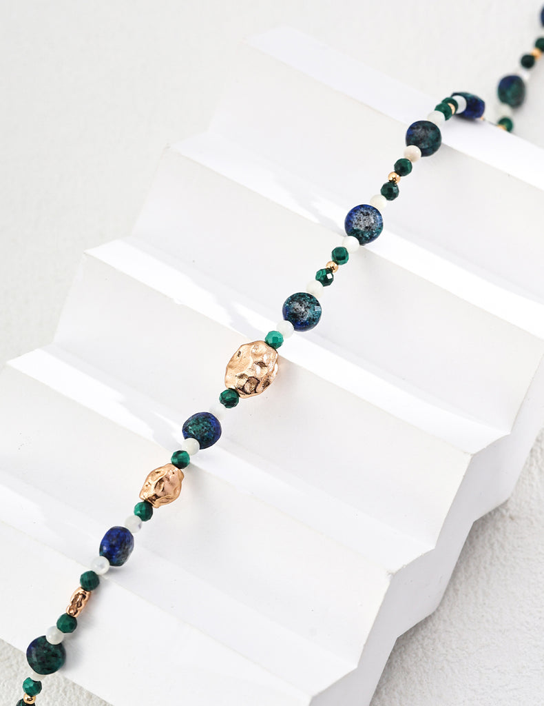 Natural Malachite Lapis Lazuli Butterfly Pearl Necklace D0565