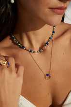 Load image into Gallery viewer, Natural Malachite Lapis Lazuli Butterfly Pearl Necklace D0565