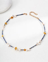 Load image into Gallery viewer, Blue Topaz and Amber Necklace D0626