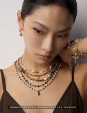 Load image into Gallery viewer, Blue Topaz and Amber Necklace D0626