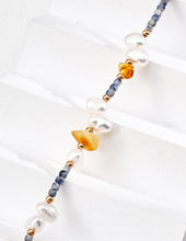 Load image into Gallery viewer, Blue Topaz and Amber Necklace D0626
