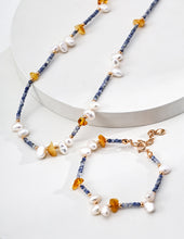 Load image into Gallery viewer, Blue Topaz and Amber Necklace D0626