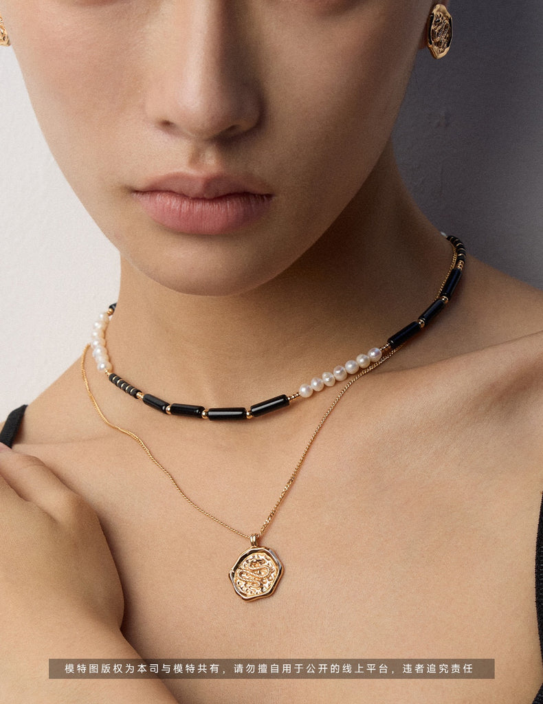 Natural Agate Pearl Necklace D0532