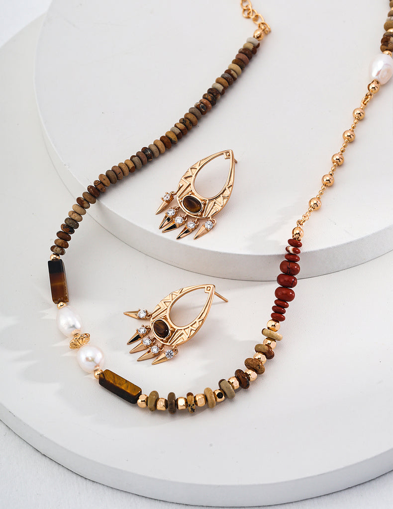 Vintage Tiger's Eye Necklace  D0505