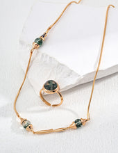 Load image into Gallery viewer, Simple Water Grass Agate Lapis Lazuli Necklace D0584