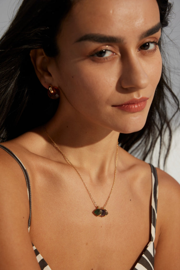 Diamond-shaped Tiger's Eye Pendant Necklace D0579