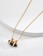 Load image into Gallery viewer, Diamond-shaped Tiger&#39;s Eye Pendant Necklace D0579
